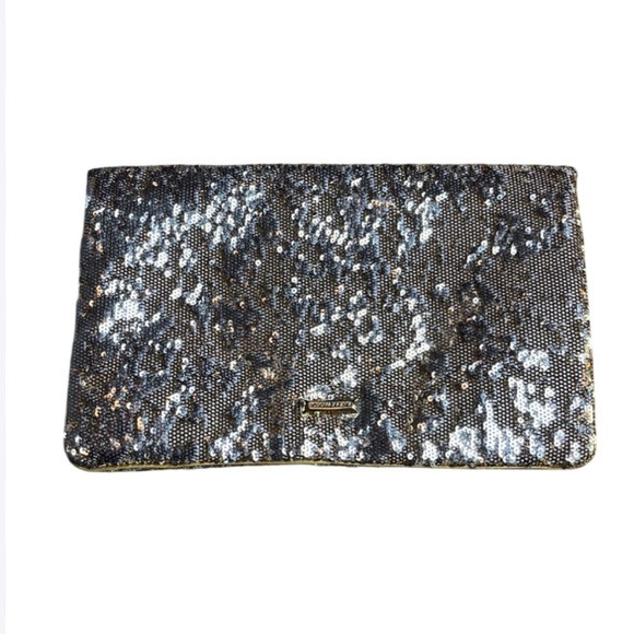 BCBGMaxAzria Sequin Clutch in Silver and Gold Sequins - Picture 2 of 11